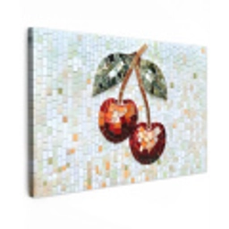 Kersen - Rood - Mozaïek - Blaadjes Tuinposter op houten frame 2 cm dik klein -3d
