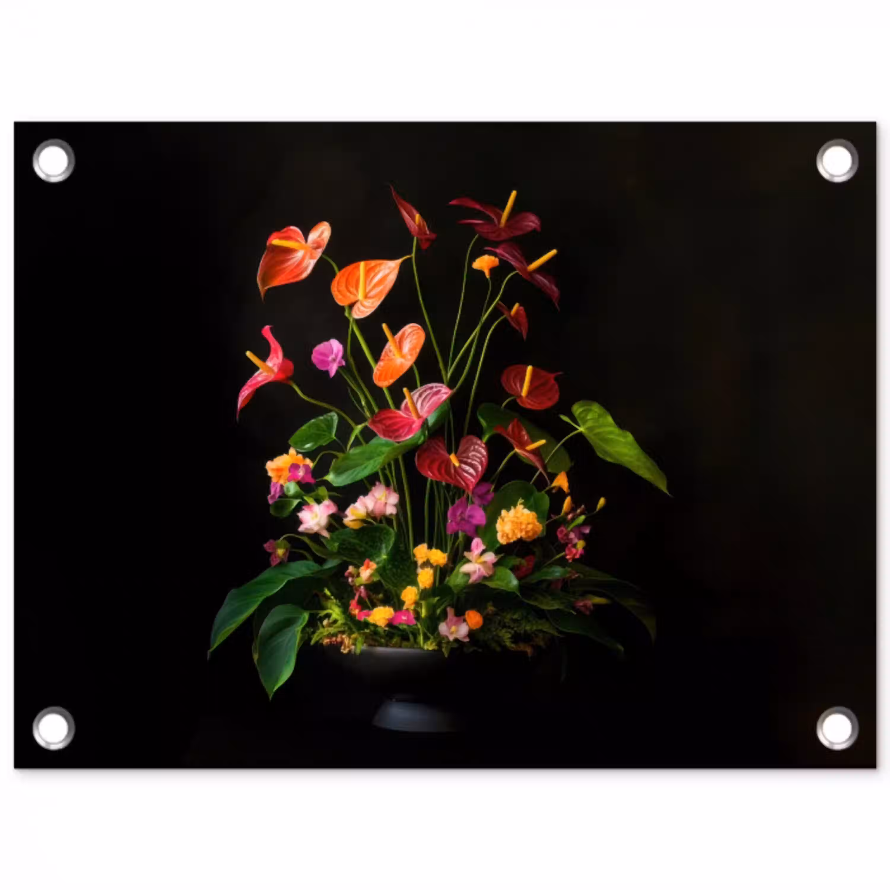 Bloemen - Vaas - Kleurrijk tuinposter los doek klein -3d