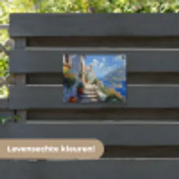 Trap - Huizen - Berglandschap - Zee tuinposter los doek klein -sfeer3