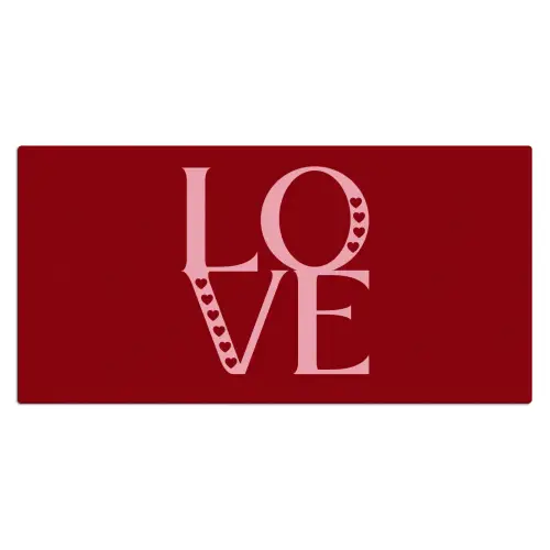 Love - Rood - Hatjes Muismat XXL klein -3d_leeg
