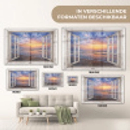 Doorkijk - Zee - Strand - Zonsondergang - Blauw plexiglas 5mm klein -sfeer7