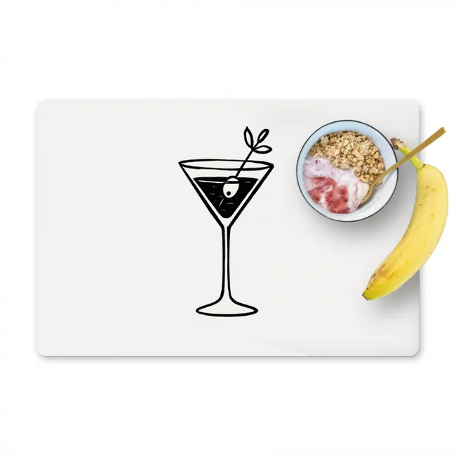 Cocktail - Glas - Olijf - Minimalistisch Placemat vinyl groot -zzzproduct_Kitchenyeah-website