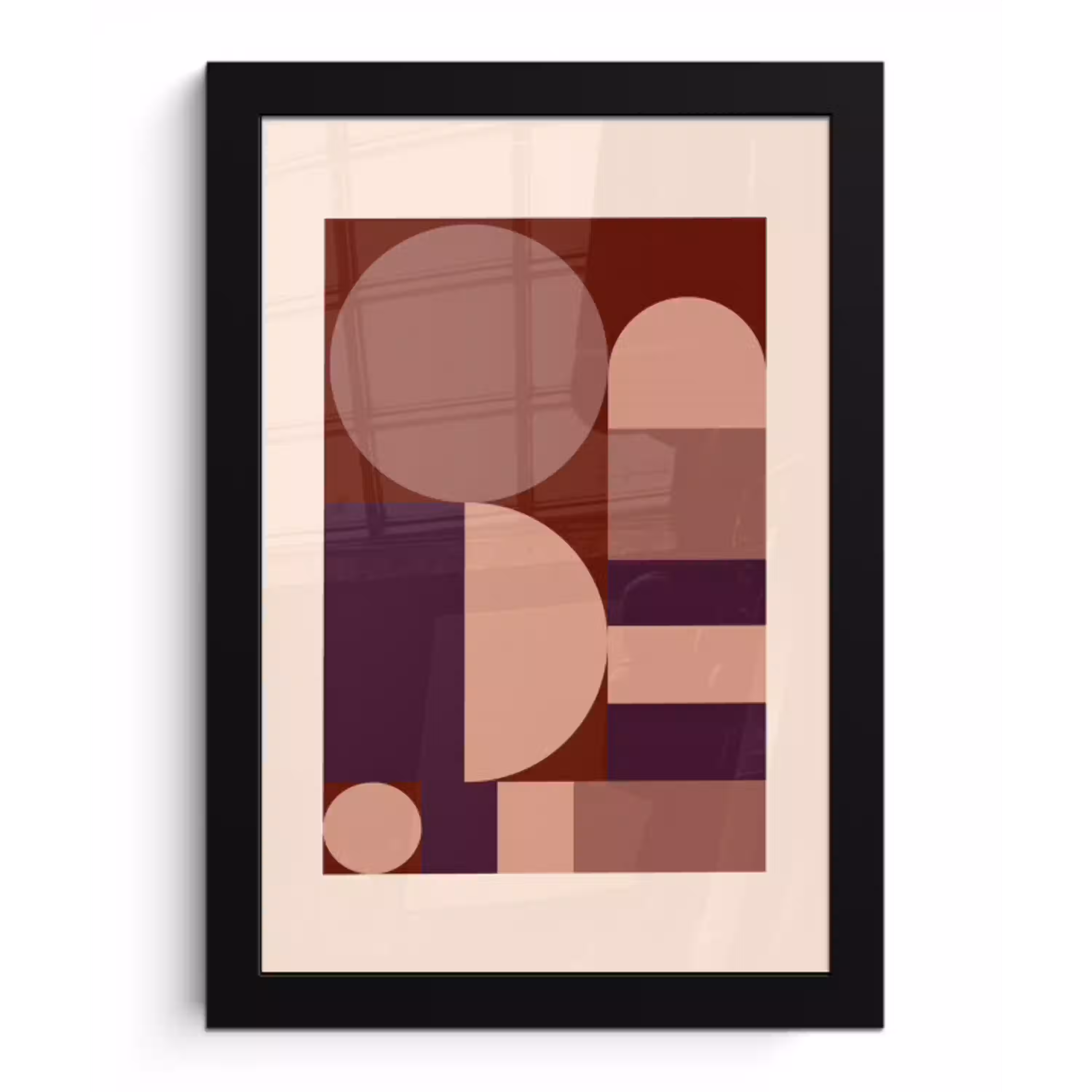 Geometrisch - Cirkels - Rood fotolijst zwart zonder passe partout klein -3d