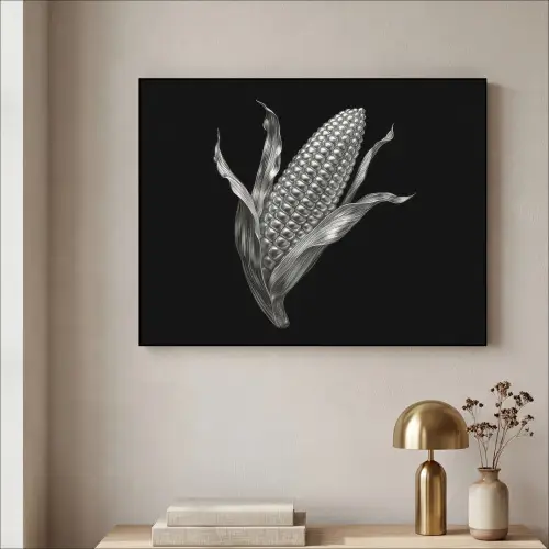 Maïskolf - Glanzend metaal - Elegant Textielframe zwart klein -sfeer2