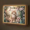 Kat - Bloemen - Vlinders - Roze Light Box met batterij (Wandlamp kind) middel -z3d_website