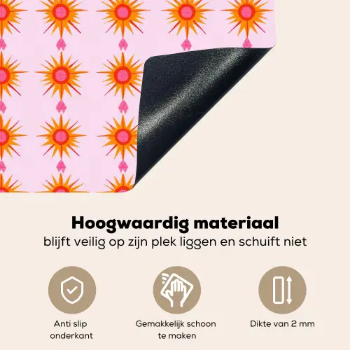 Zon - Motief - Roze Inductie beschemer met haakjes klein 777 -ky-onderkant-nl