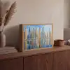 Skyline - Wolkenkrabbers - Water - Blauw Light Box met batterij (Wandlamp) middel -sfeer2