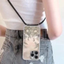Kraanvogels - Natuur - Roze Hoesje iPhone 16 Pro Max met koord klein -sfeer5