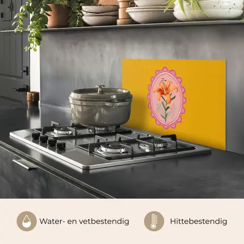 Lelie - Oranje - Lijst - Ovaal keuken achterwand spatscherm klein -usp_NL