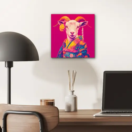 Geit - Hoorns - Kimono - Kleurrijk aluminium wit klein -sfeer5