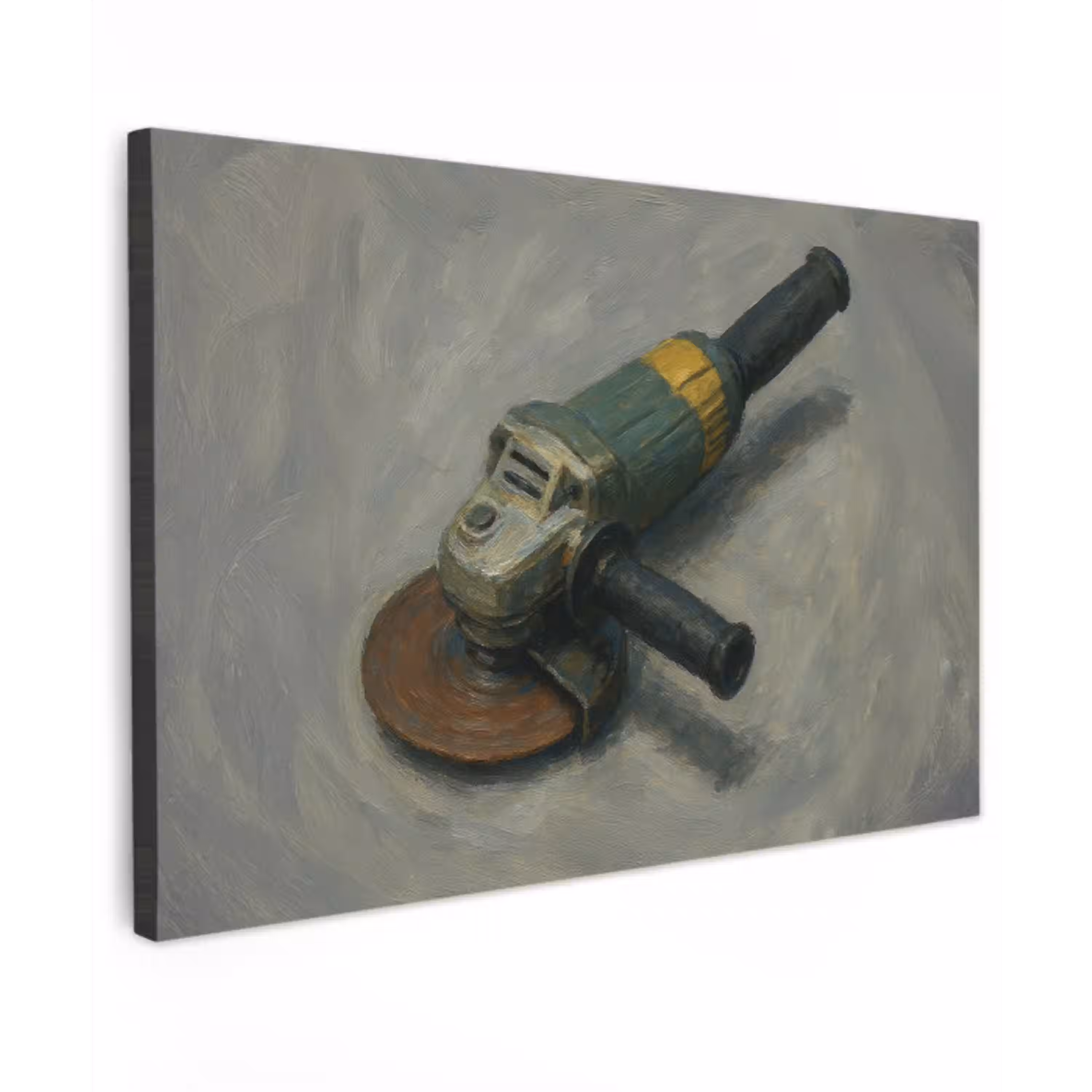 Haakse slijper - Schilderij - Gereedschap Tuinposter op houten frame 2 cm dik klein -3d