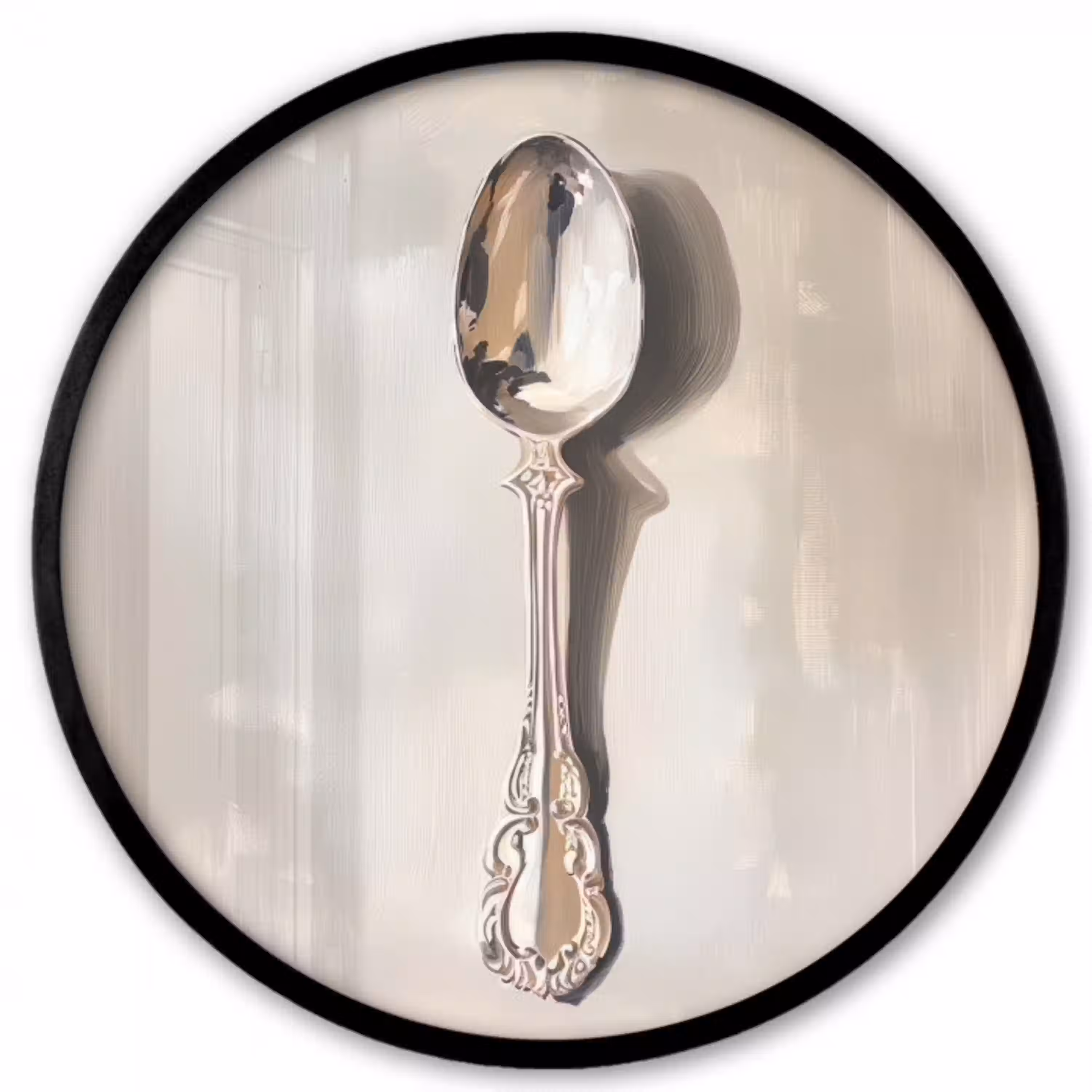 Lepel - Verf - Zilver Fotolijst rond zonder passe partout klein -3d