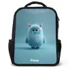 Blauw pluizig monster met hoorns Rugzak - Zwart middel -3d