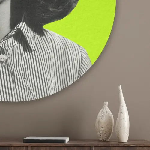 Vrouw - Sterrenhemel - Groen Akoestische PET Vilt - Rond klein -sfeer5_closeup