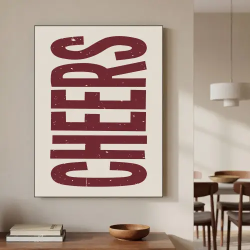 Red - Cheers - Decoratie - Beige Textielframe zwart klein -sfeer2