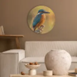 IJsvogel - Tak - Water - Kleurrijk - Levendig Akoestische PET Vilt - Rond klein -sfeer1