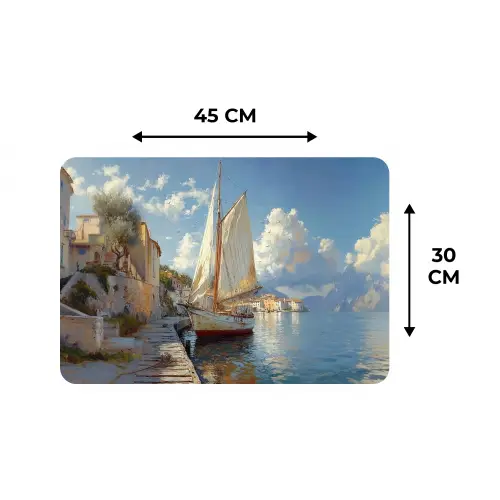 Zeilschip - Huizen - Kade - Zee Placemat vinyl groot -specs