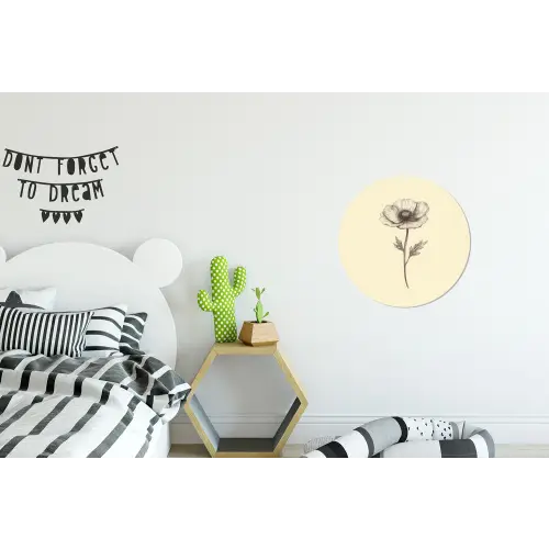 Klaproos - Illustratie - Zwart Wandcirkel aluminium klein -kinderkamer