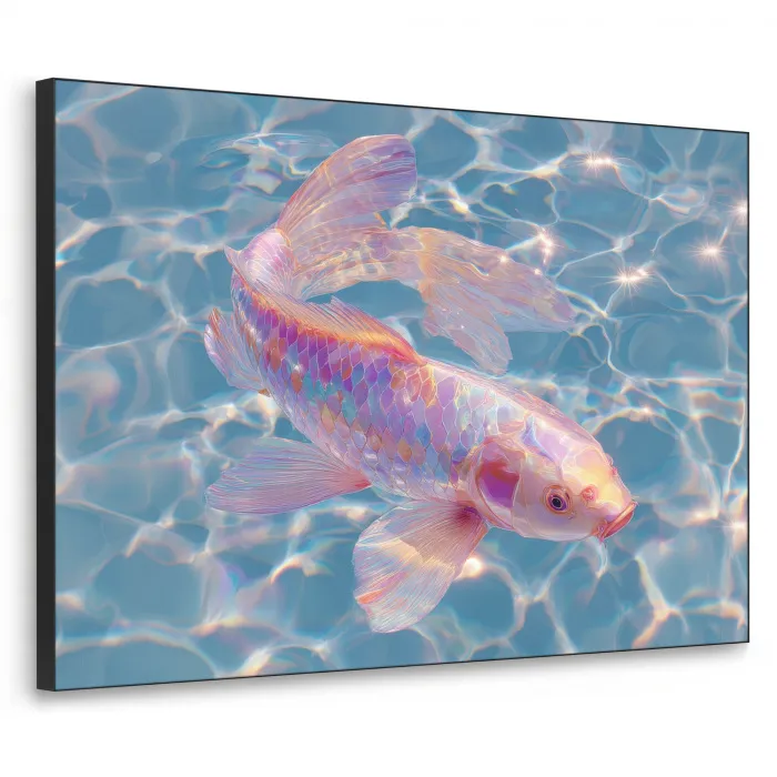 Vis - Water - Blauw - Licht Textielframe - compleet frame klein -3d
