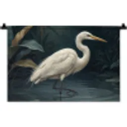 Reiger - Water - Natuur - Modern - Wit Wandkleed katoen klein -zz3d