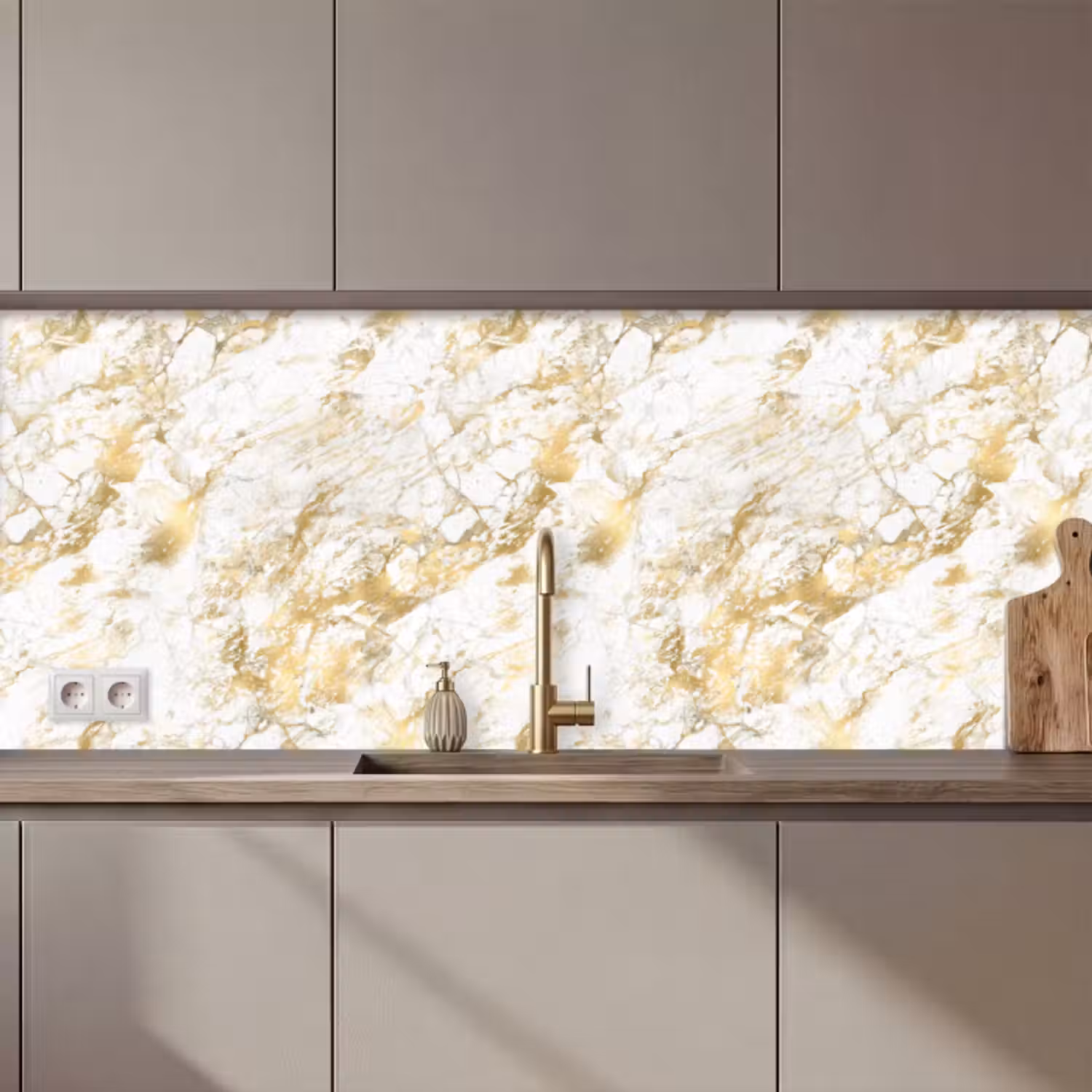 Küchenrückwand - Marmor - Gold - Strukturiert