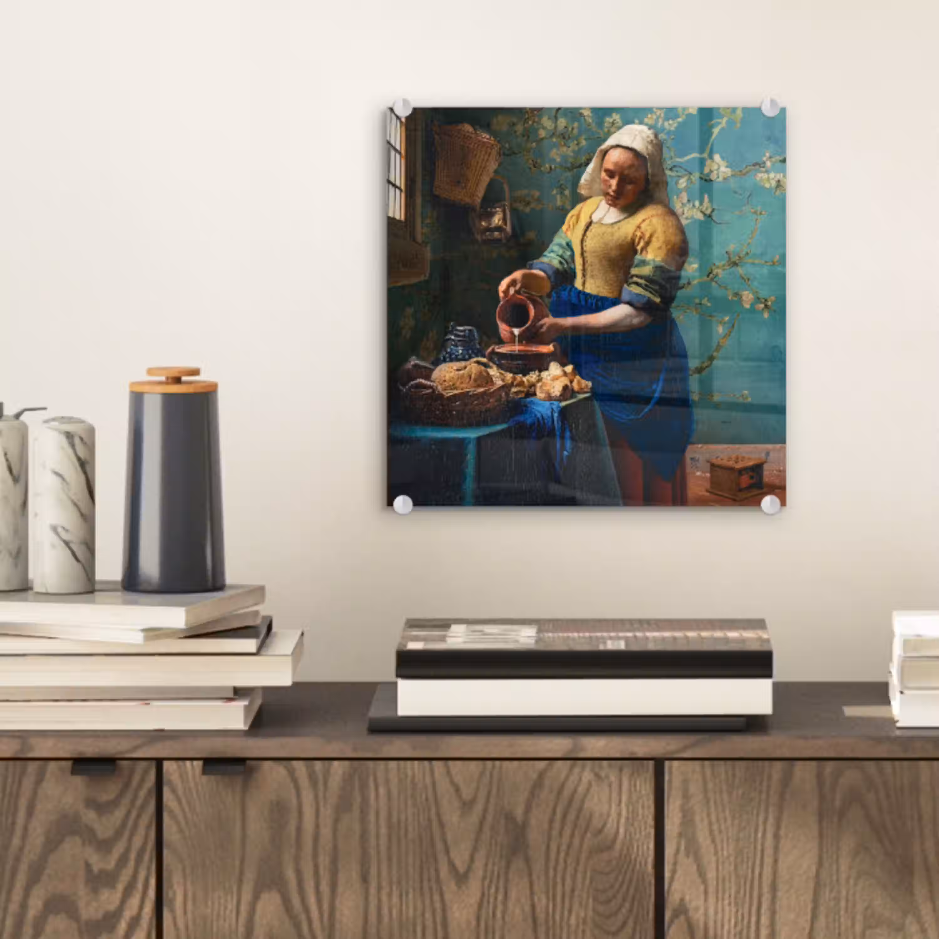 Melkmeisje - Amandelbloesem - Van Gogh - Vermeer - Schilderij - Oude meesters plexiglas 5mm klein -sfeer1