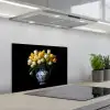 Geel - Tulpen - Vaas - Bloemen keuken achterwand spatscherm klein -3d_schuin
