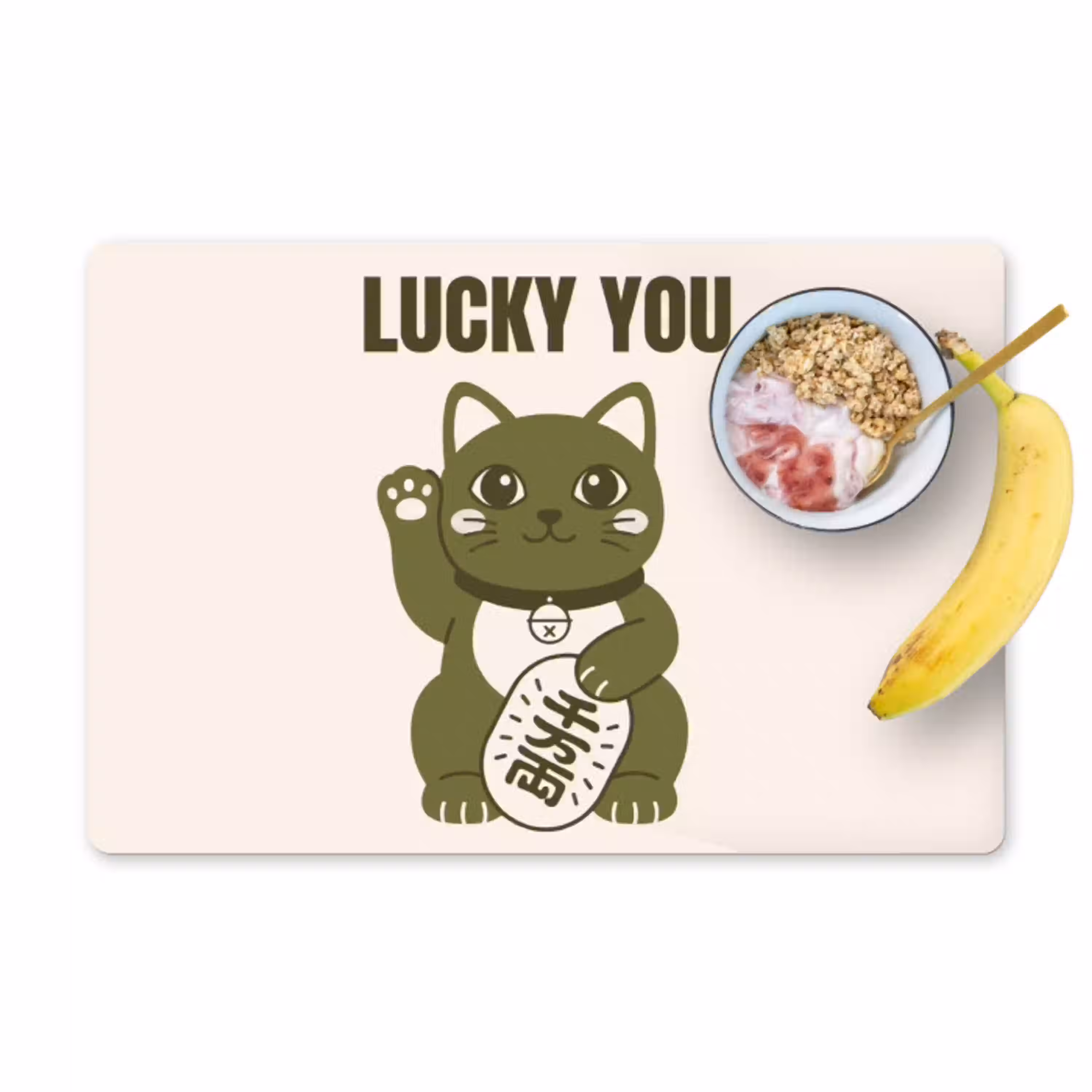 Kat - Geluk - Dieren - Modern - Groen Placemat vinyl groot -zzzproduct_Kitchenyeah-website