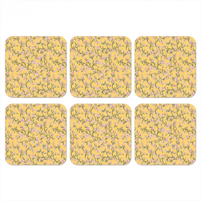 Bloemen - Motief - Geel onderzetter kurk middel 366 -3d