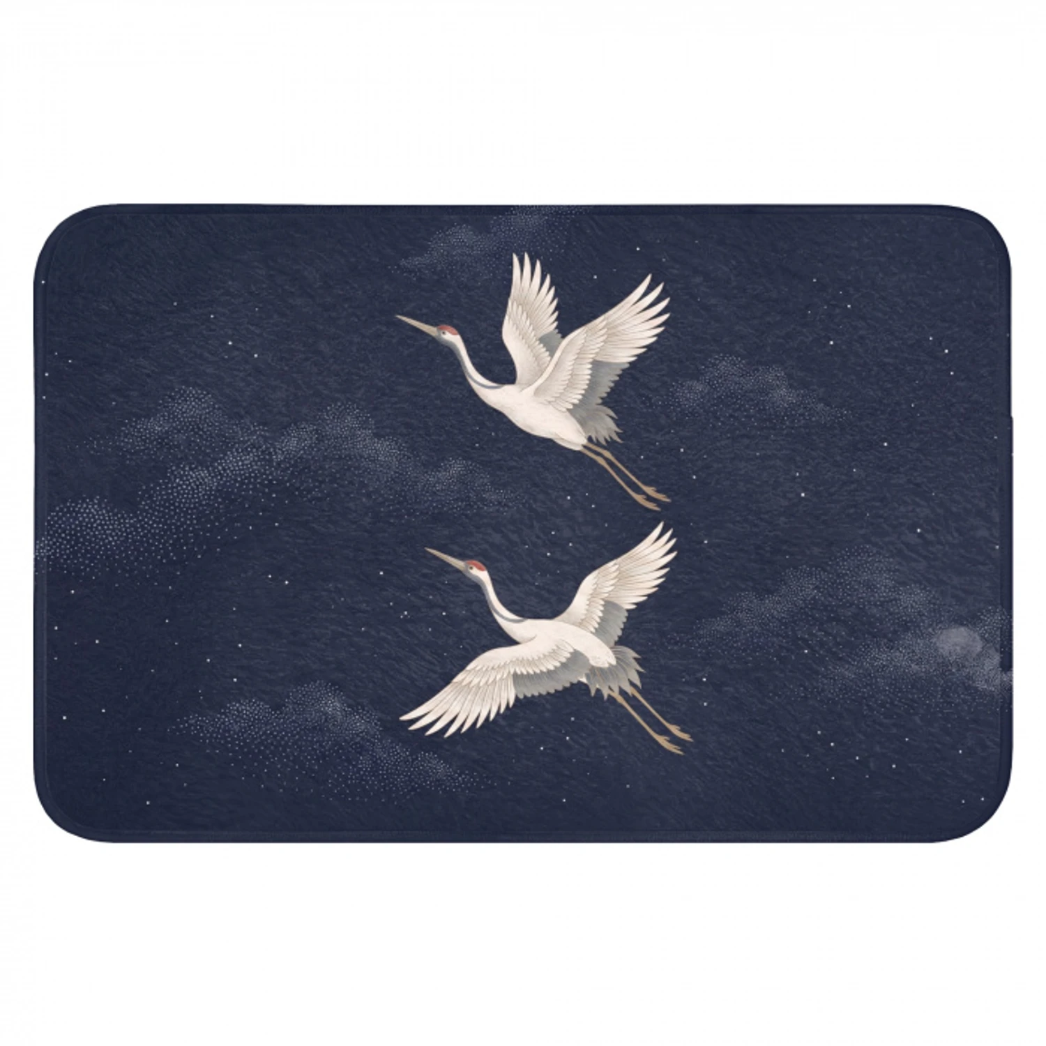 Kraanvogels - Nachthemel - Blauw Badmat klein -3d