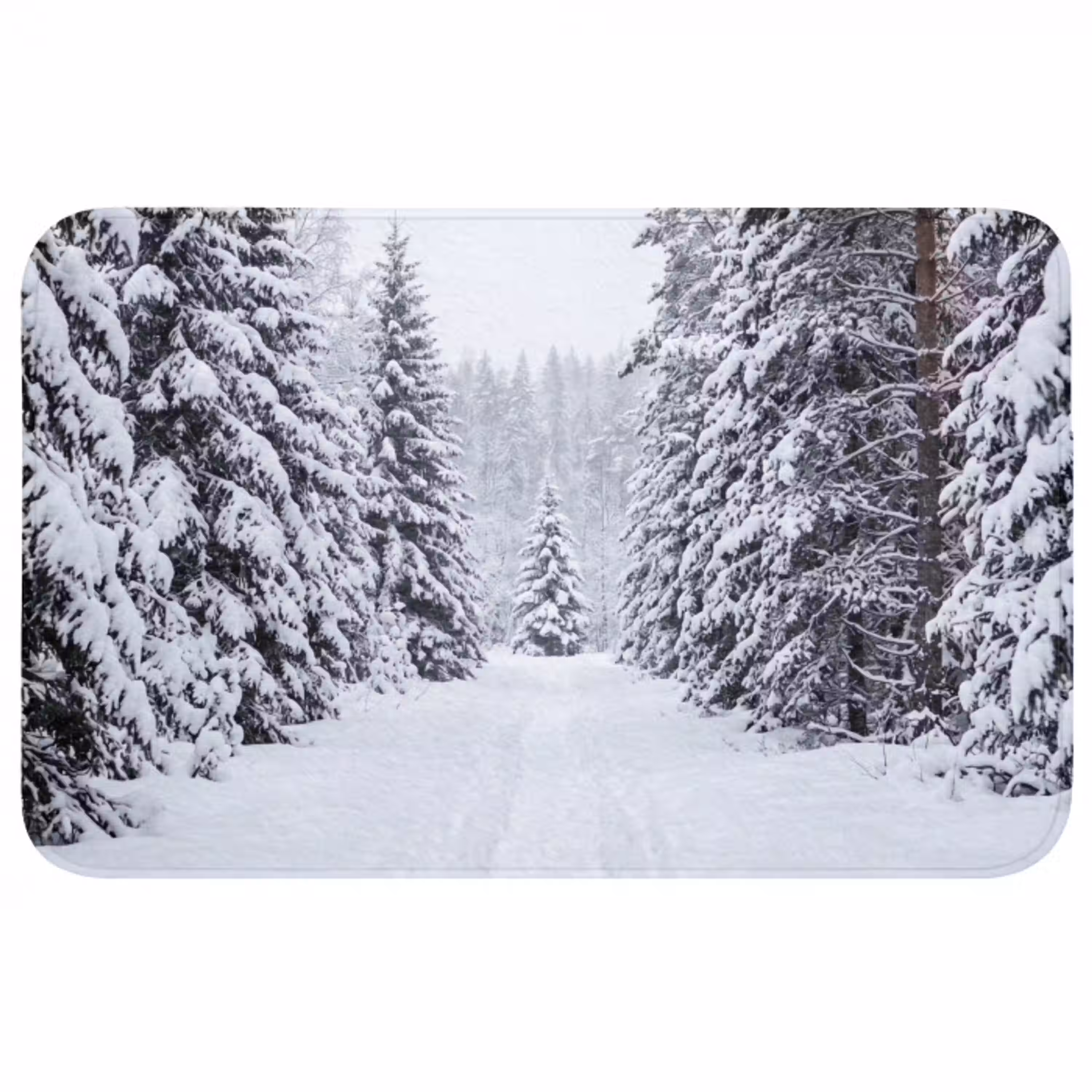 Bos - Winter - Sneeuw - Pad - Natuur Badmat middel -3d