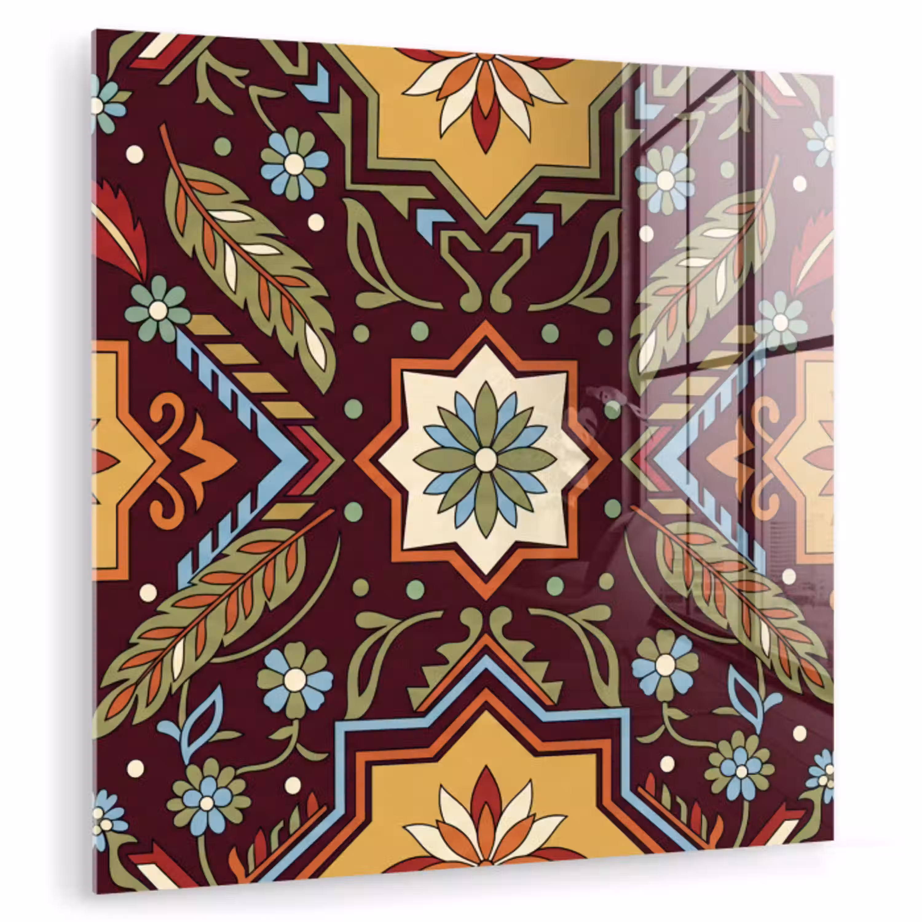 Patroon - Floraal - Geometrisch - Kleurrijk - Decoratie plexiglas 5mm klein -zzzproduct_nieuw