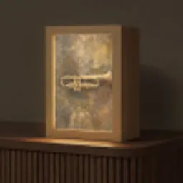 Trompet - Geel - Muzikaal Light Box met kabel (Tafellamp) klein -z3d_website