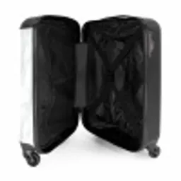 Minimalistisch - Wit - Grijze aders NBS - Handbagage koffer - Volwassenen Unisex middel -binnenkant