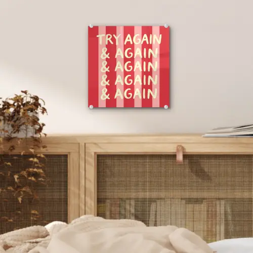 Strepen - Rood - Try again plexiglas 5mm klein -sfeer4