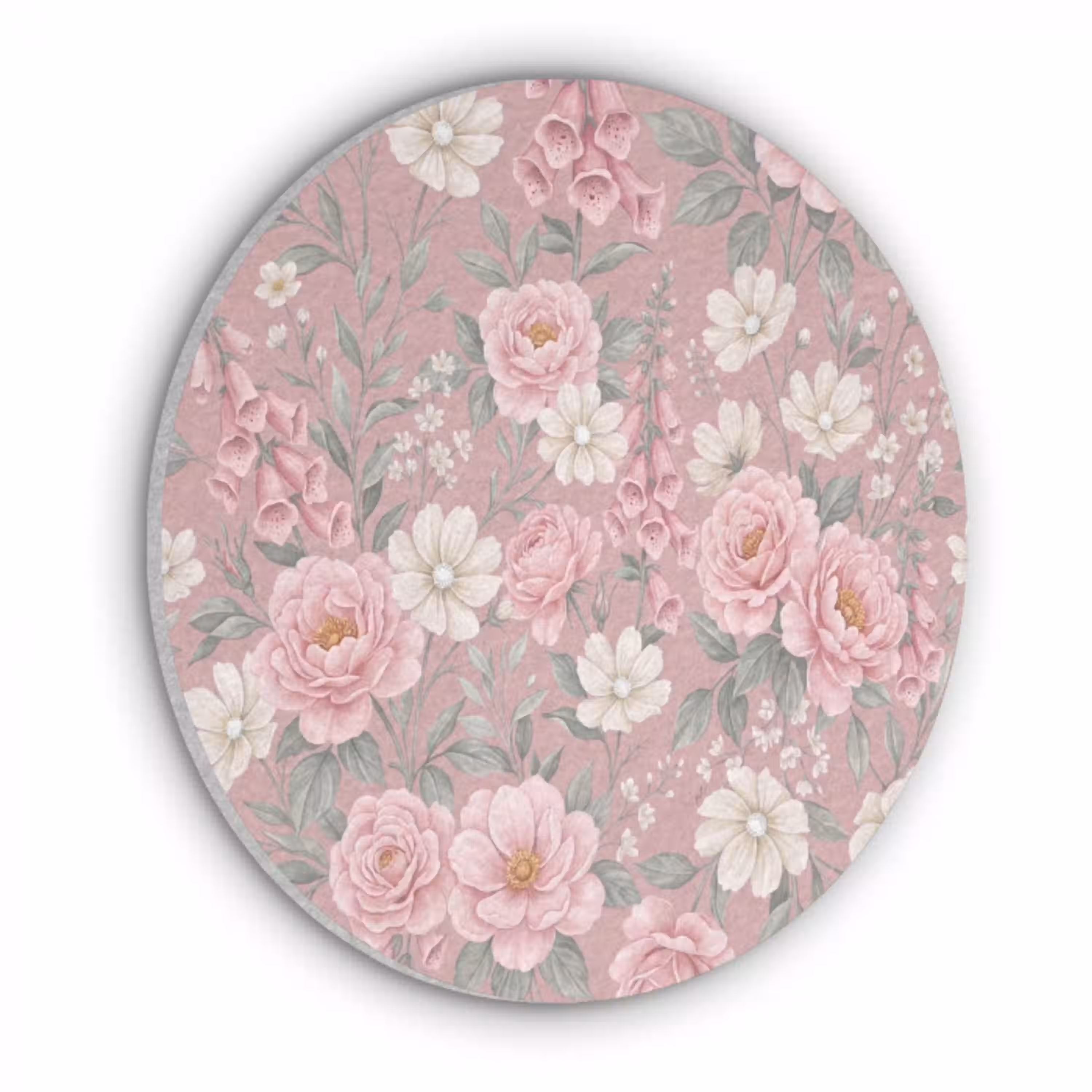 Pioenrozen - Vingerhoedskruid - Pink Akoestische PET Vilt - Rond klein -3d