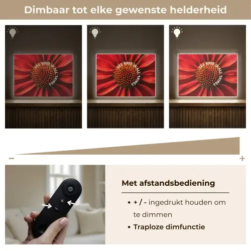 Close up - Bloem - Quote - Rood Light Box met batterij (Wandlamp) middel -USP_dimbaarNL