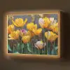 Tulpen - Geel - Penseelstreken - Abstract Light Box met batterij (Wandlamp) middel -z3d_website