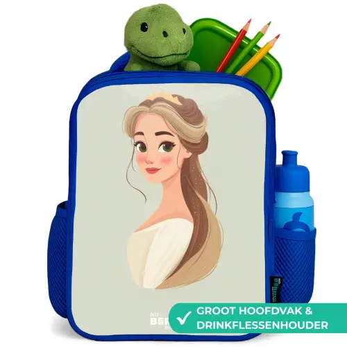 Prinses met een tiara - Groen Kinderrugzak - Blauw middel -inhoud_NL
