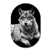 Wilde dieren - Wolf - Zwart - Wit Wandcirkel Ovaal Forex klein -3d