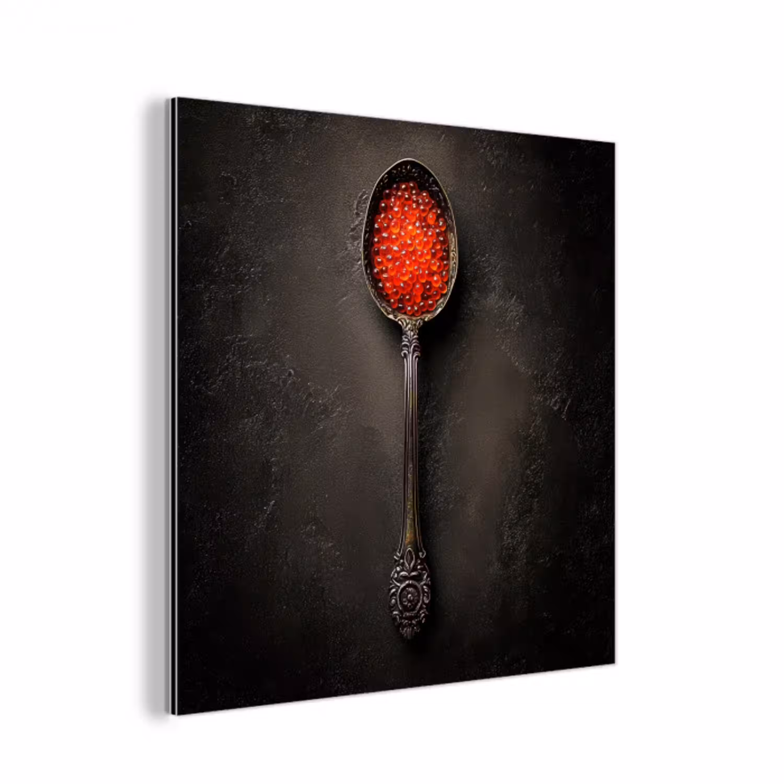 Zwart - Lepel - Caviar aluminium wit klein -3d