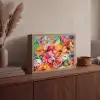 Bloemen - Kleurrijk - Kunst - Olieverf Light Box met batterij (Wandlamp) middel -sfeer2