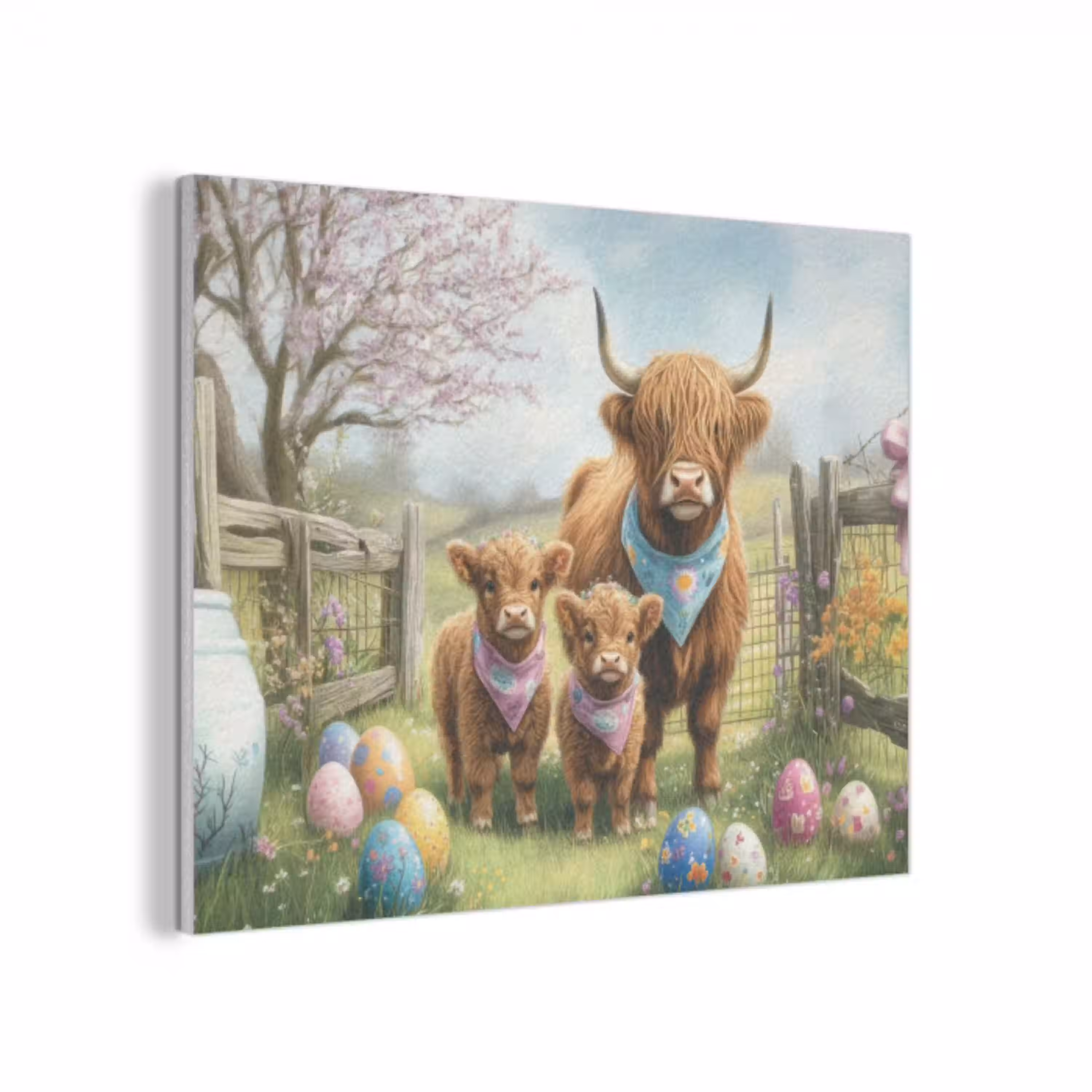 Schotsehooglanders - Paaseieren - Lente PET vilt klein -3d