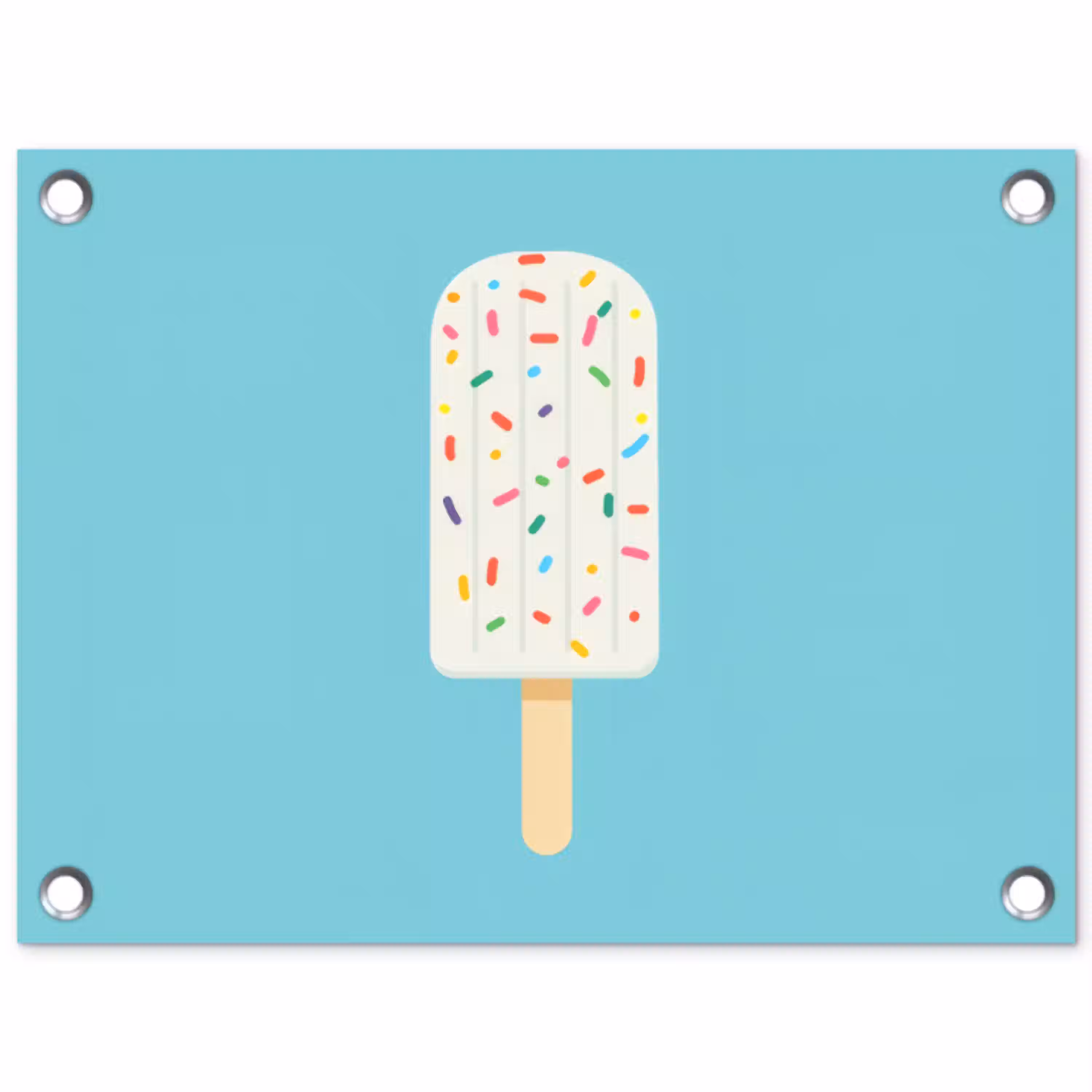 Ijsje - Stokje - Sprinkles - Lichtblauw tuinposter los doek klein -3d