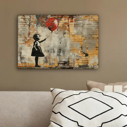 Graffiti - Banksy - Meisje - Street art canvas 2cm klein -sfeer3