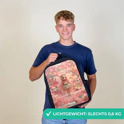 Bloemenfee in roze sprookjeswereld Rugzak - Zwart middel -sfeer7_NL
