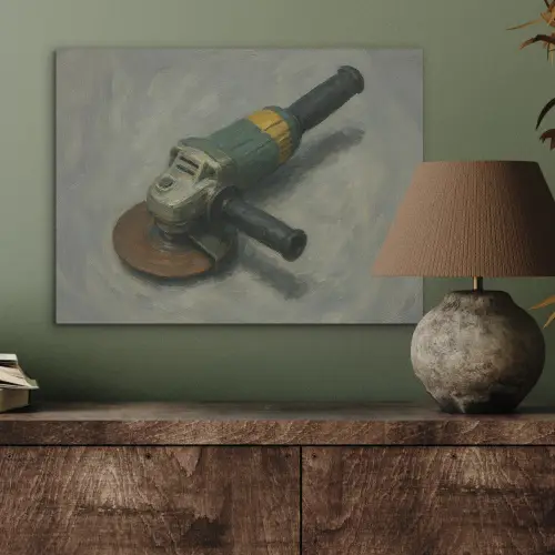 Haakse slijper - Schilderij - Gereedschap PET vilt klein -sfeer2