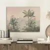 Tropisch landschap - palmbomen - Bloemen - Roze lucht PET vilt klein -sfeer1