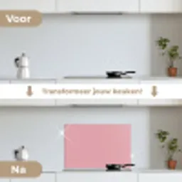 Roze - Kleuren - Interieur - Effen - Kleur keuken achterwand spatscherm klein 900 -voor_na_NL