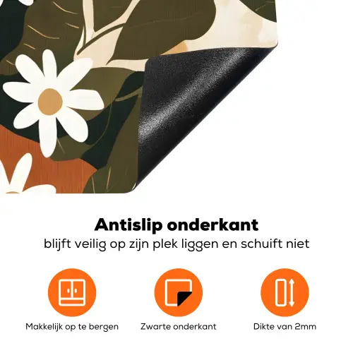 Illustratie - Vrouw - Madeliefjes - Wit Inductie beschermer vinyl 3mm klein -zzzzzzz-td-onderkant
